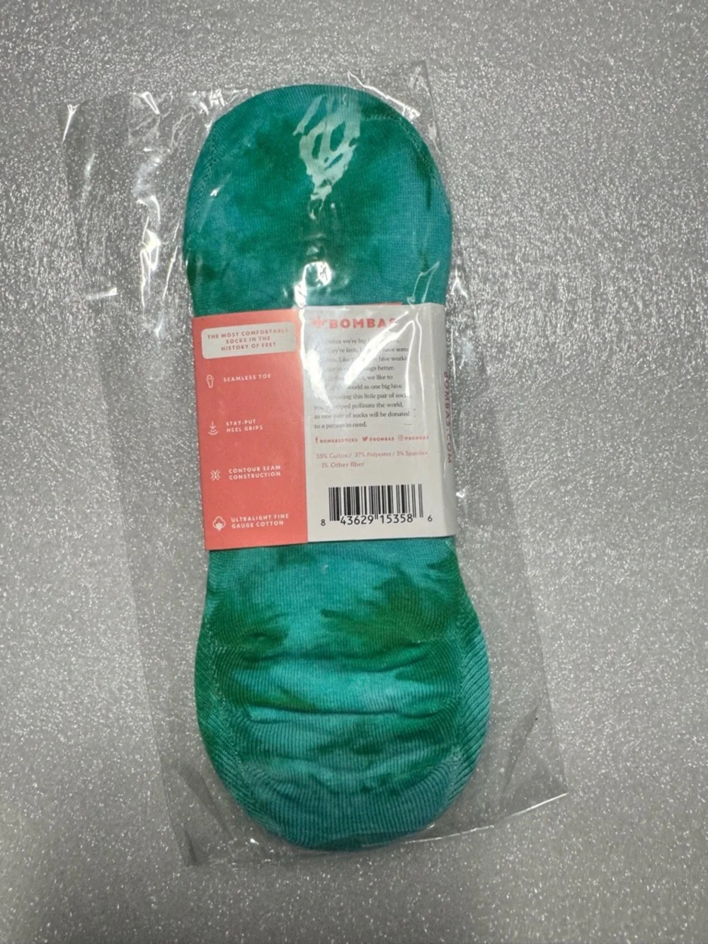 Bombas Unisex Women's Lightweight Tie Dye No Show Socks Size Large 4-Pack